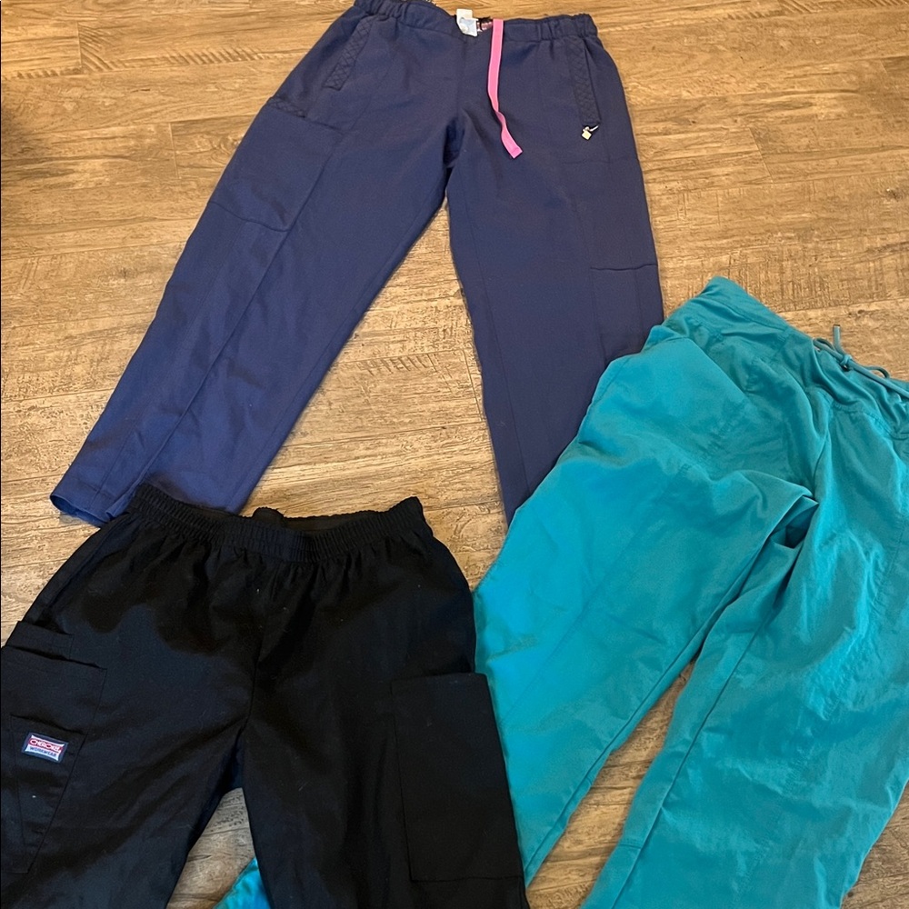 3 Grey's Anatomy  Navy, Teal & Black Jogger Pants Set scrub